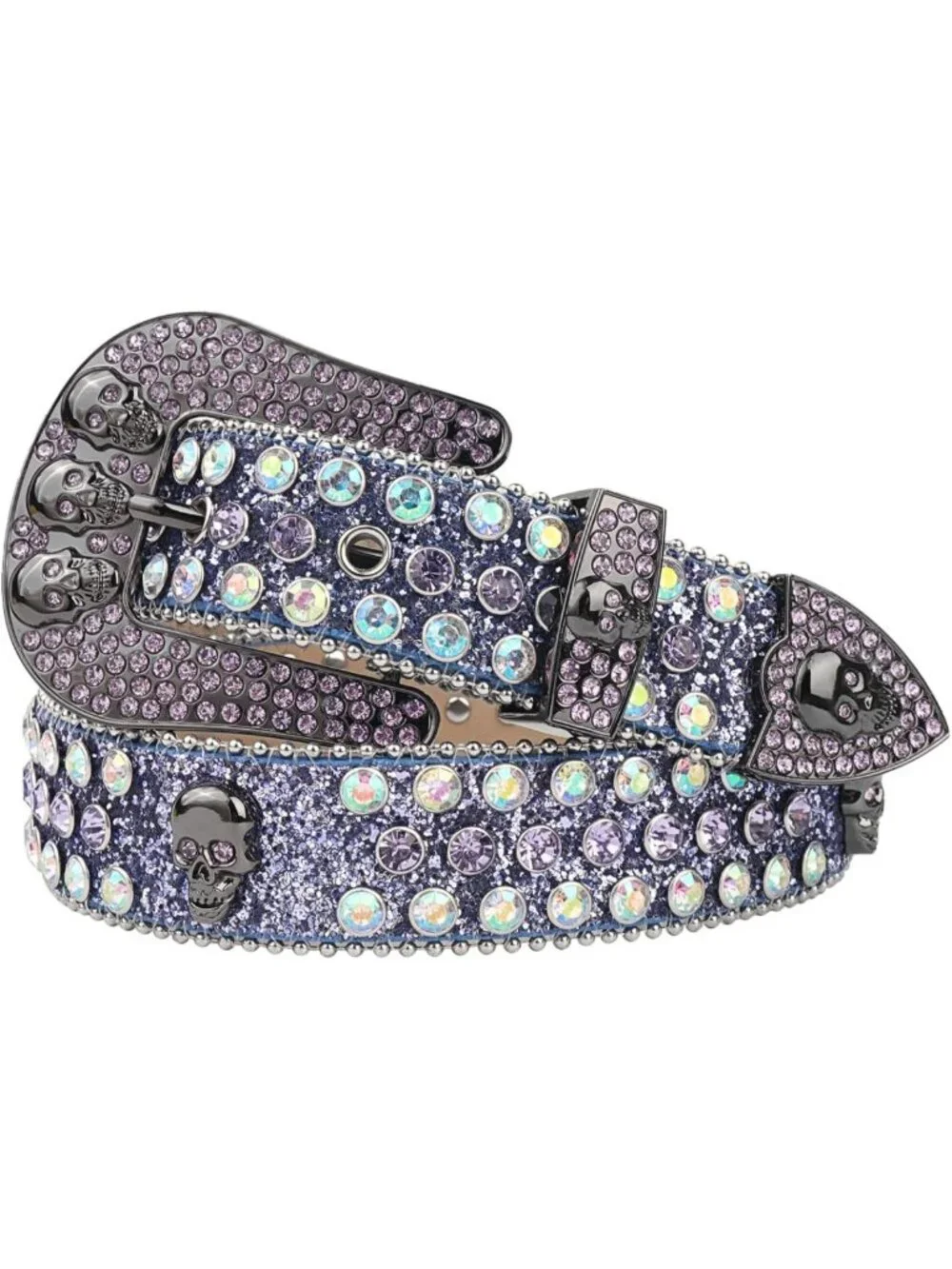 Rhinestone Studded Skull Diamond Belt for Men & Women - Western Cowboy Bling